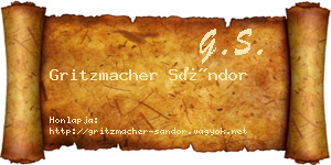 Gritzmacher Sándor névjegykártya